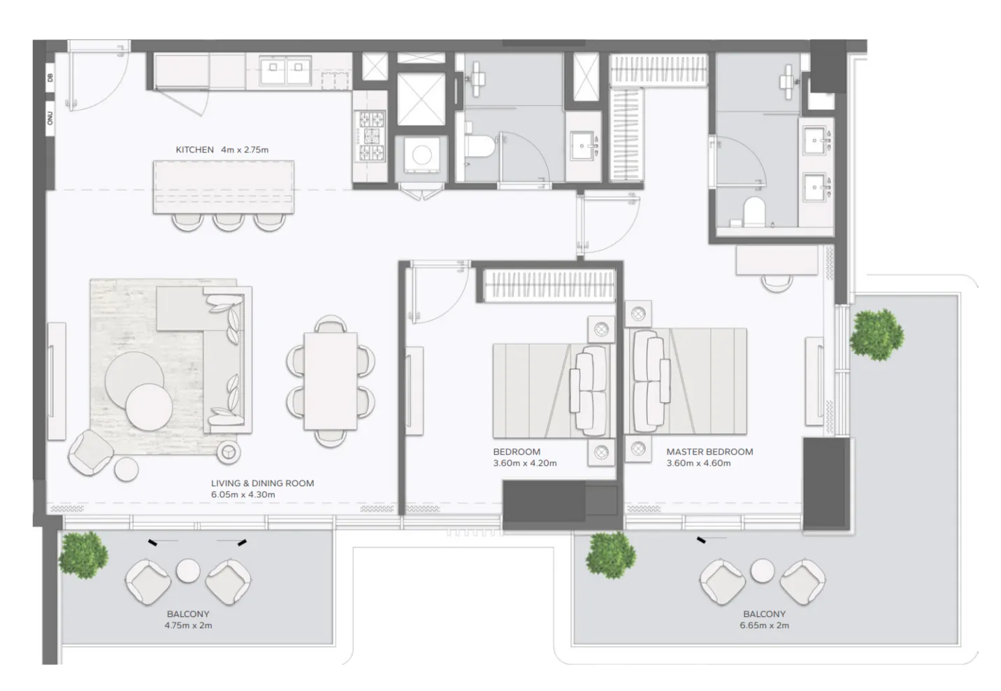 Mansory Residences by Amaal 2 bed floor plan, 1,532 – 2,048 sqft