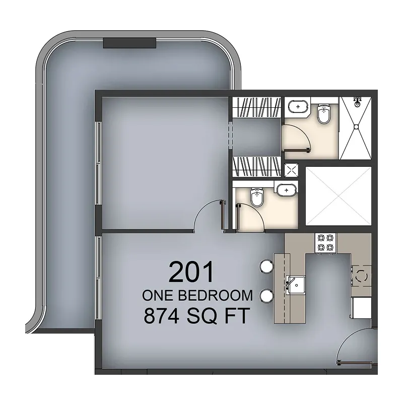 Aizel Tower 1 bed floor plan, 865 sqft