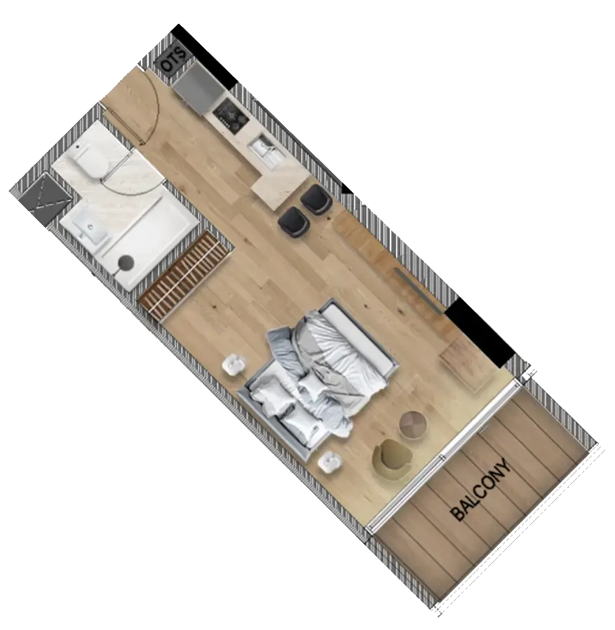 Barari Gate by ADE Studio floor plan, 536 sqft