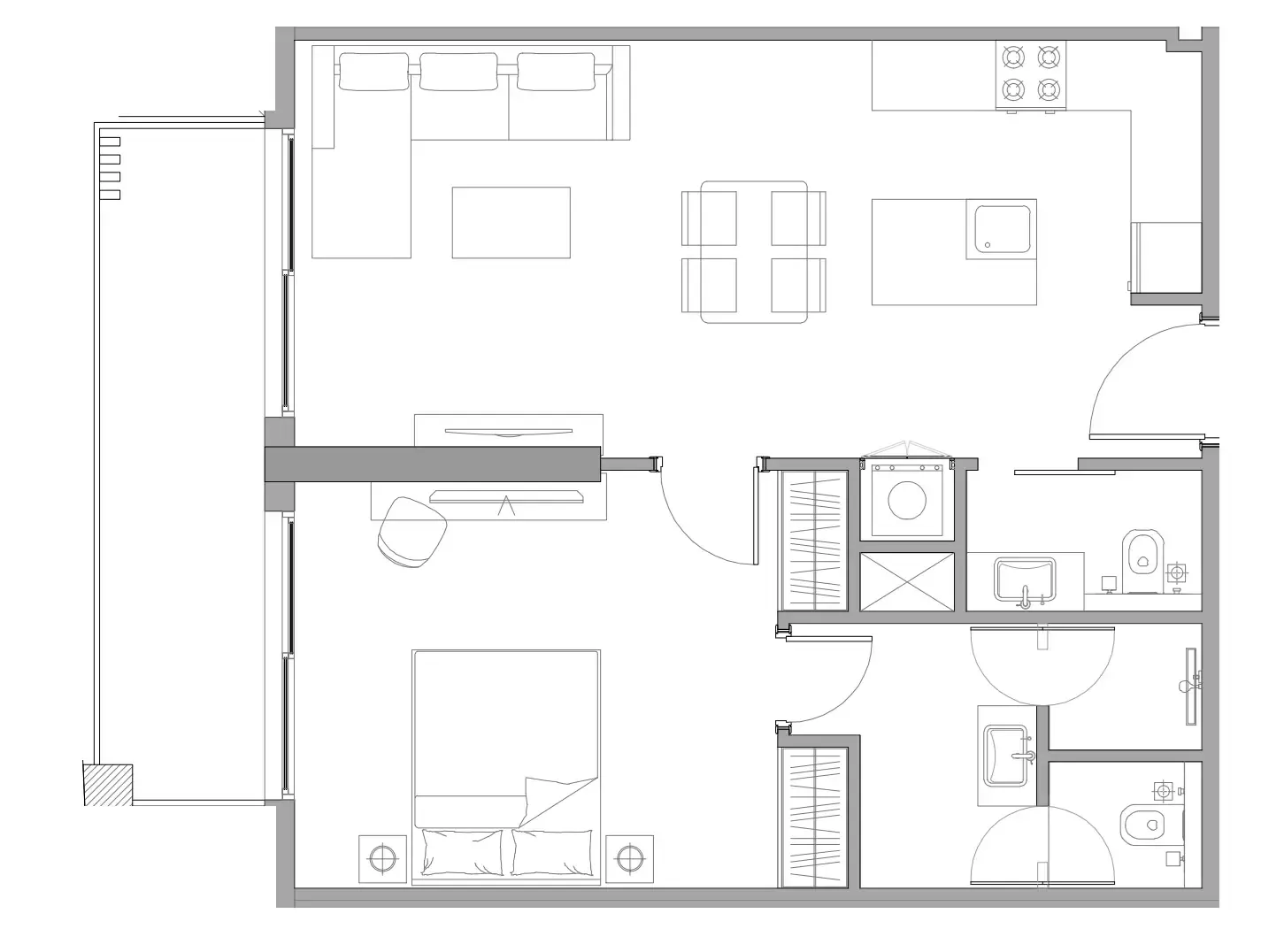 Trevino 1 bed floor plan, 719 sqft