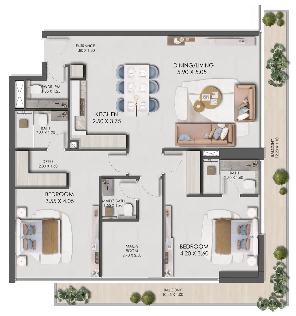 Legado by Prescott 2 bed floor plan, 1,531 sqft