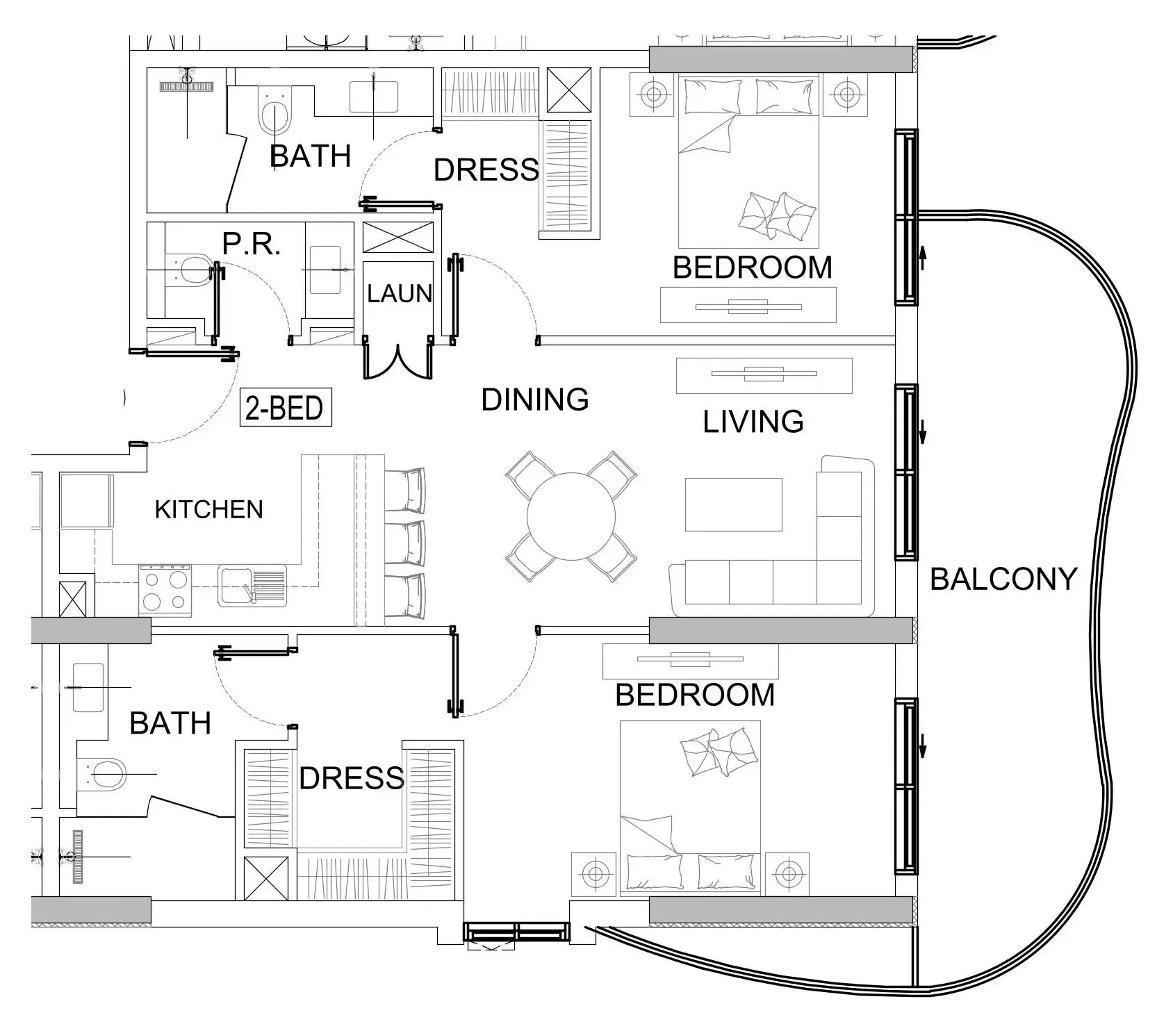 Valencia 2 bed floor plan, 1,160 sqft