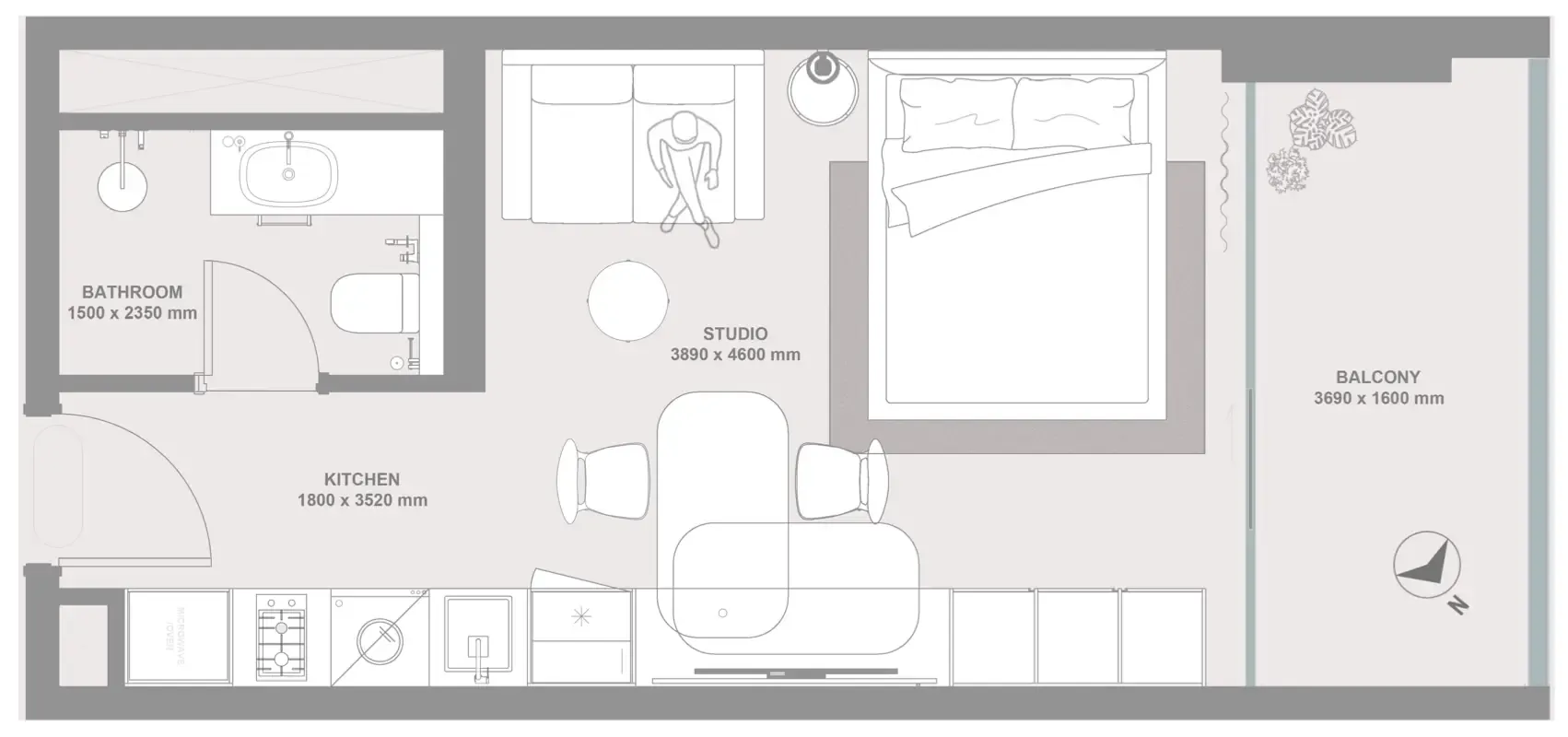 Linea by Holm Studio floor plan, 547 sqft