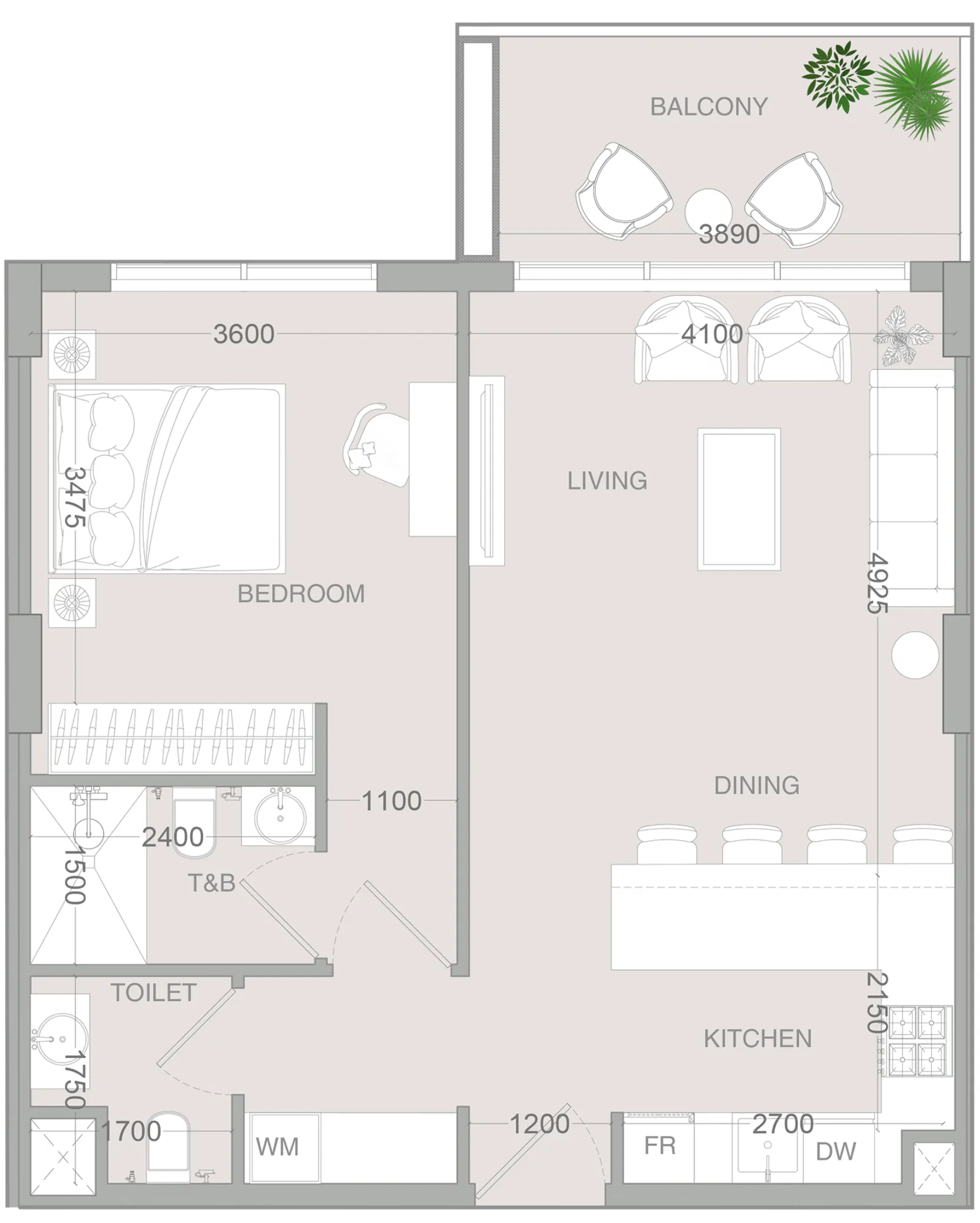 IR1DIAN Park 2 1 bed floor plan, 752 sqft