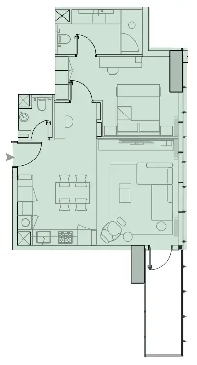 Wynwood Horizon 1 bed floor plan, 1,546 sqft
