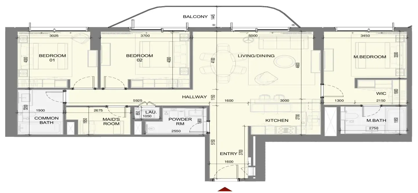 Takaya 3 bed floor plan, 1,517 sqft