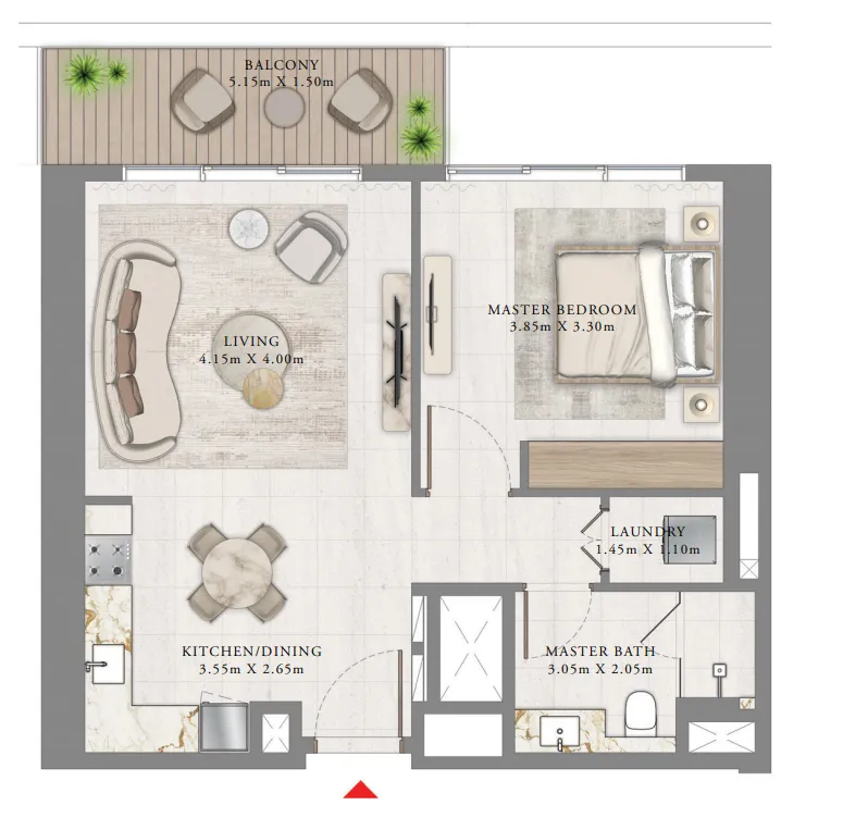 Bayview by Address Resorts 1 bed floor plan, 745 sqft