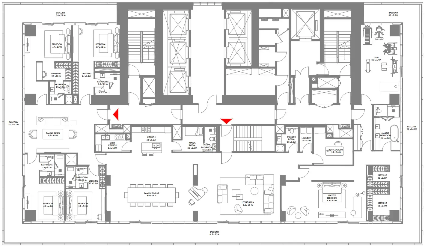 W The Residences by Arada 5 bed floor plan, 7,611 sqft