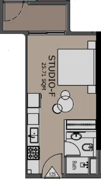 Golden Woods Albab Views Studio floor plan, 332 sqft