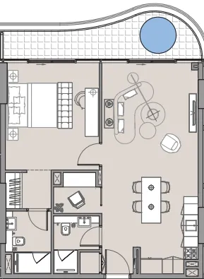 Beach Walk 4 1 bed floor plan, 912 sqft