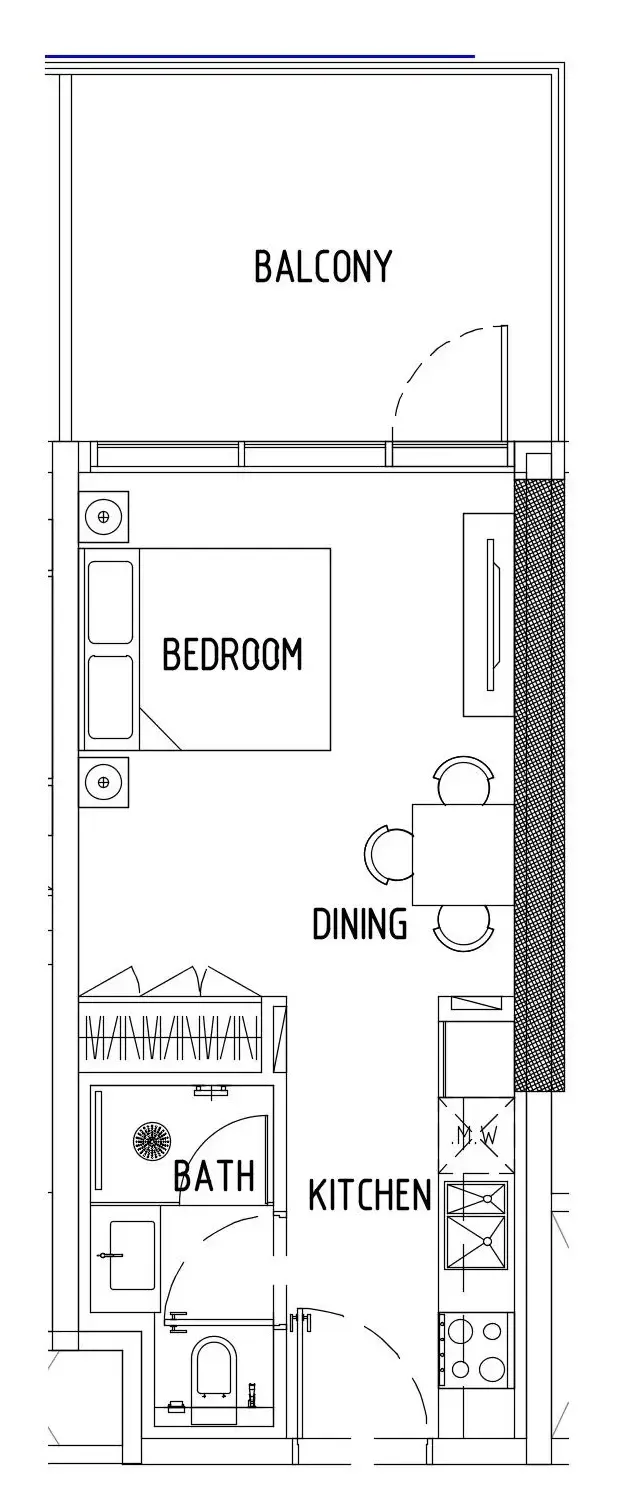 Damac District Studio floor plan, 438 sqft