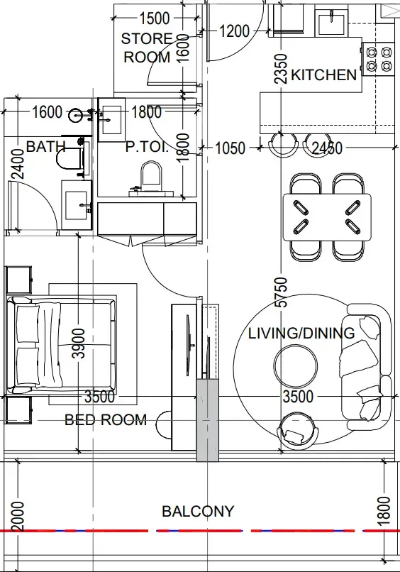 Al Haseen Residences 6 1 bed floor plan, 759 sqft