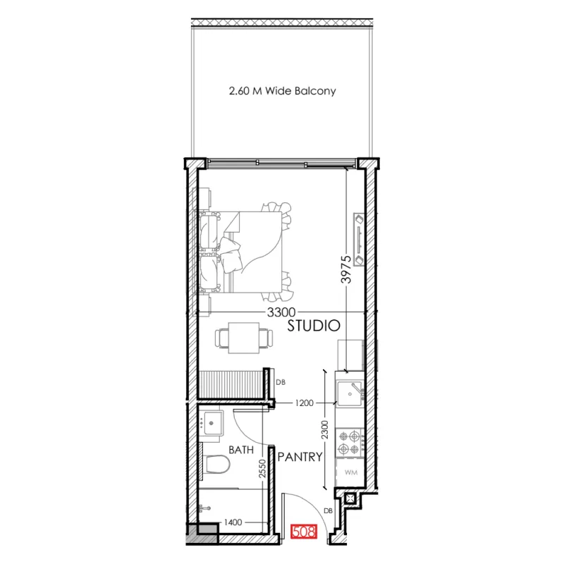 Al Haseen Residences 5 Studio floor plan, 372 sqft