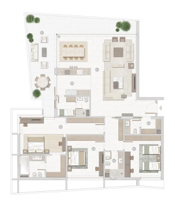 Al Zorah Seaside Hills 3 bed floor plan, 2,513 – 3,136 sqft