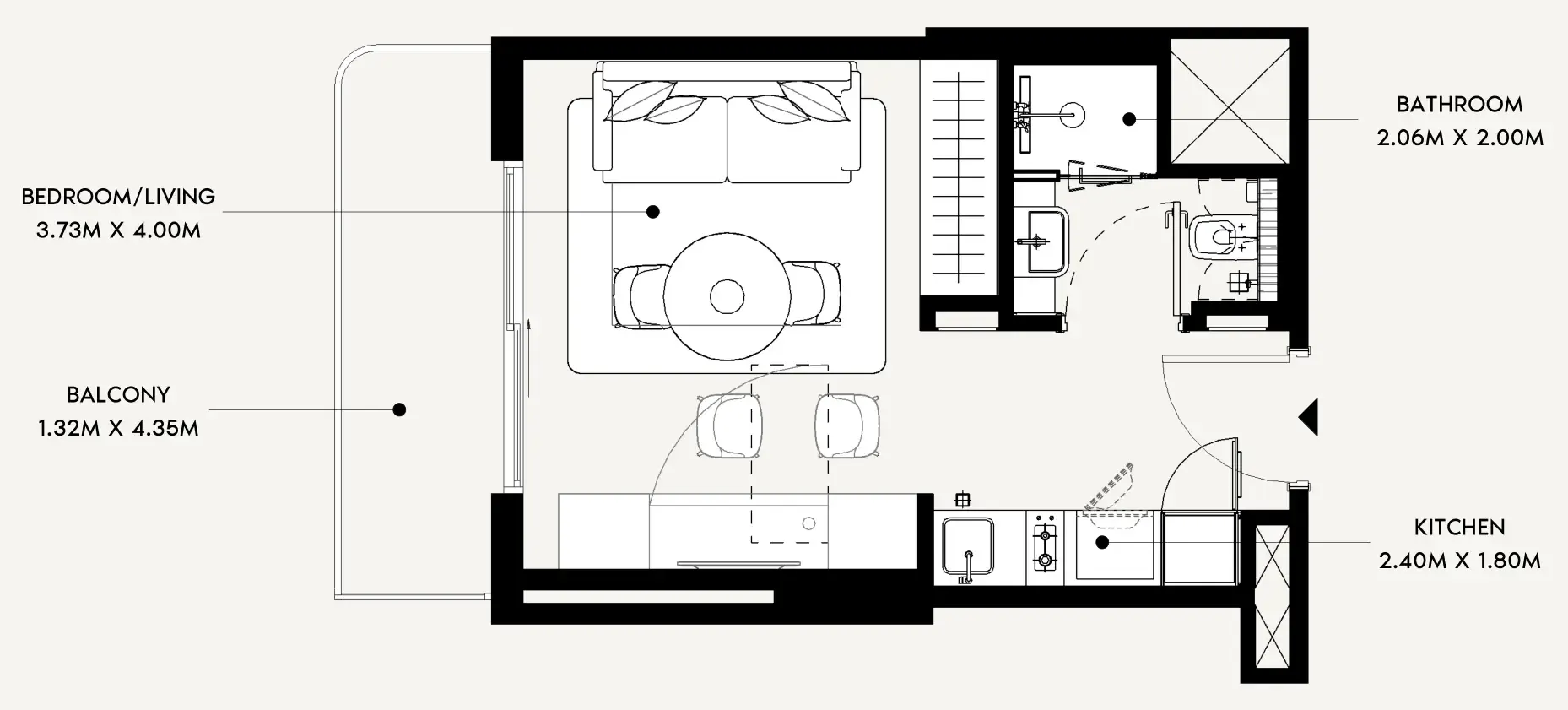 Azizi Leily Studio floor plan, 335 sqft