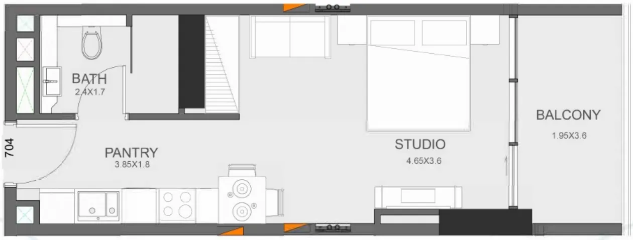 Floarea Oasis Studio floor plan, 425 sqft