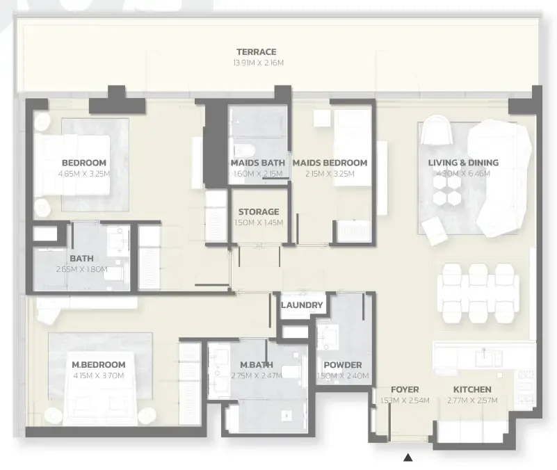 Tonino Lamborghini Residences 2 bed floor plan, 1,744 sqft