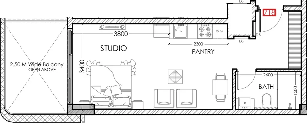 Al Haseen Residences 5 Studio floor plan, 458 sqft