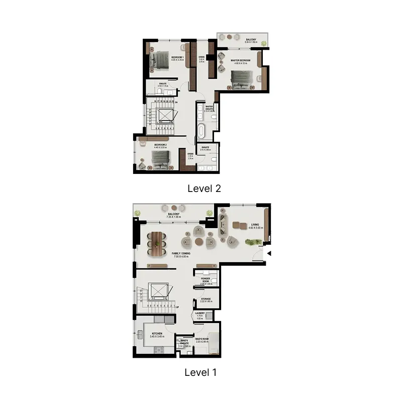 Boulevard Park at Wasl Gate 3 bed floor plan, 2,846 sqft