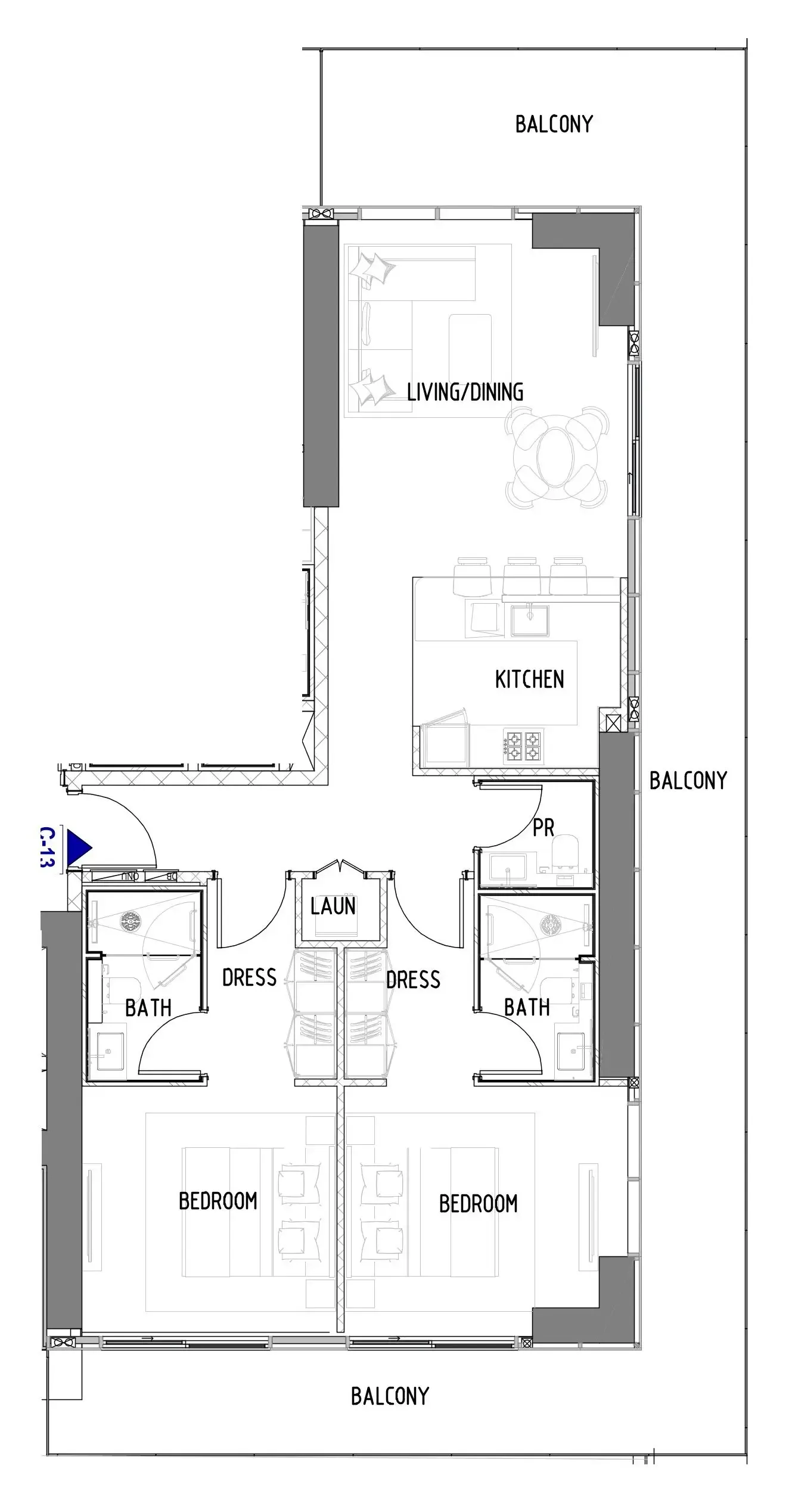 Chelsea Residences 2 bed floor plan, 1,673 sqft