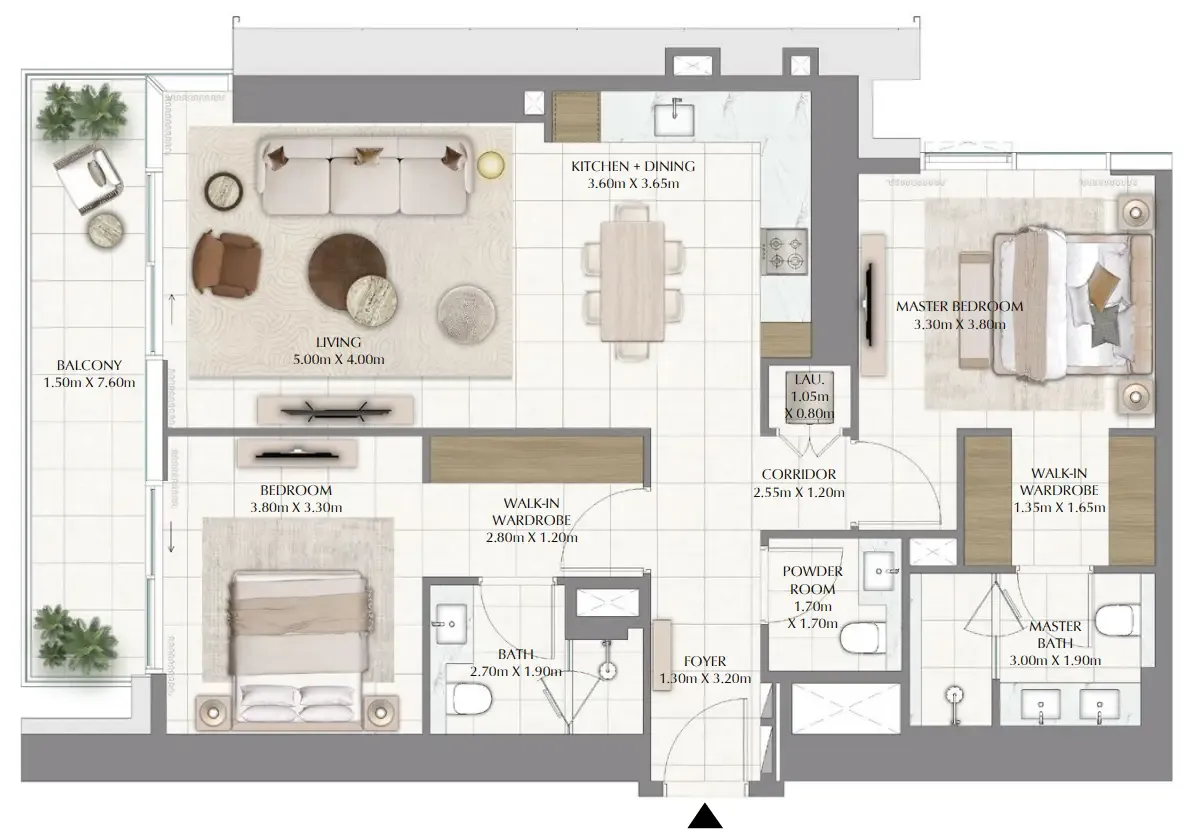 Valia 2 bed floor plan, 1,257 – 1,258 sqft