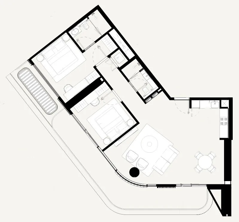 Azizi Abraham 2 bed floor plan, 1,257 sqft