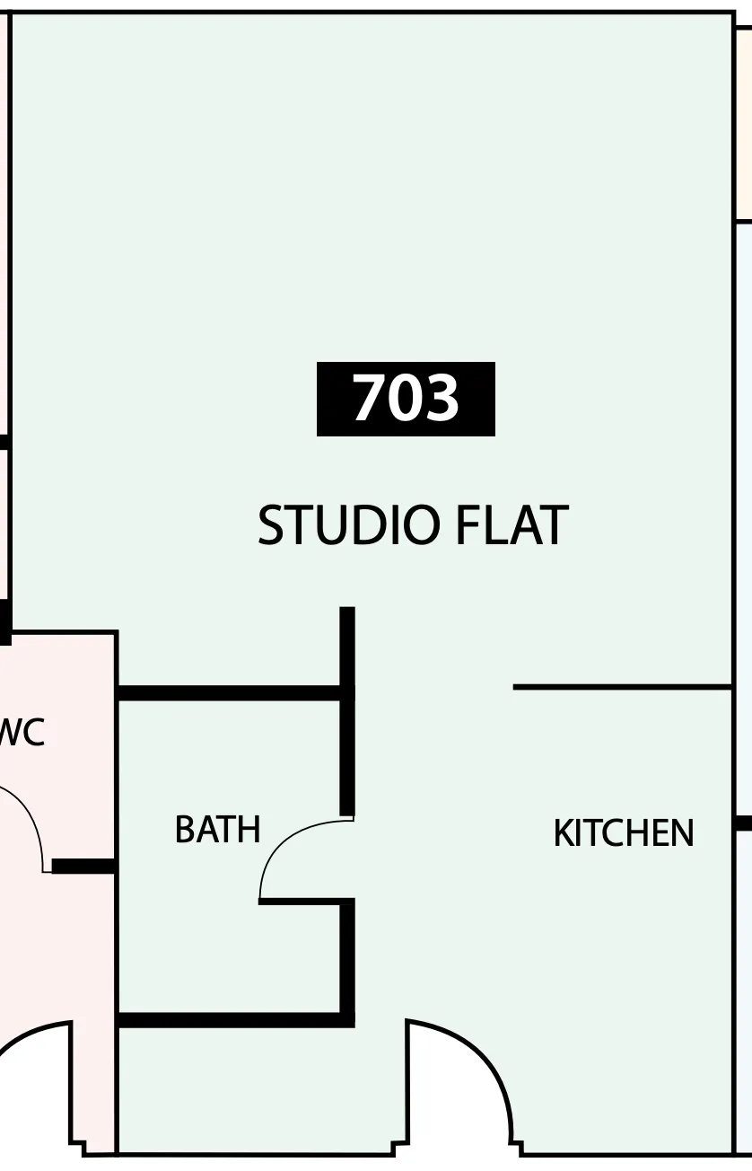Paradise View 1 Studio floor plan, 479 sqft