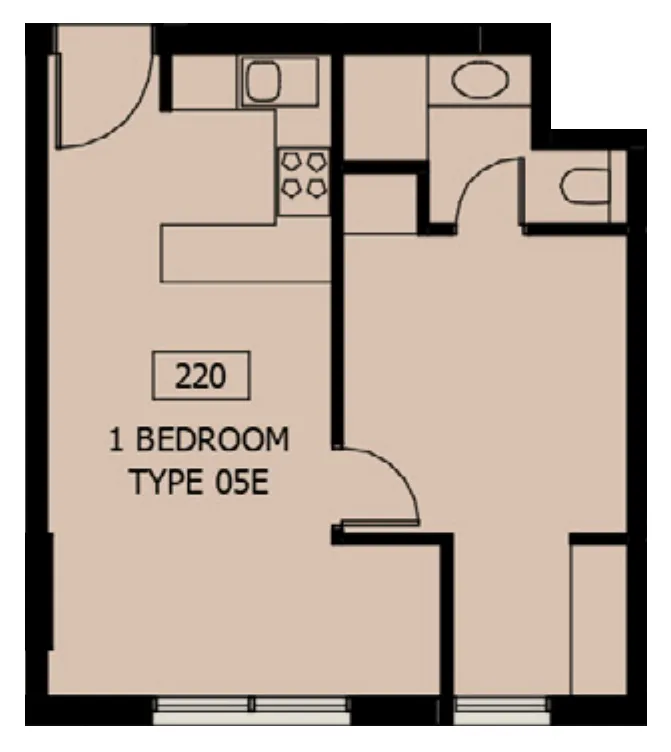 Al Mamsha Sharjah 1 bed floor plan, 631 sqft