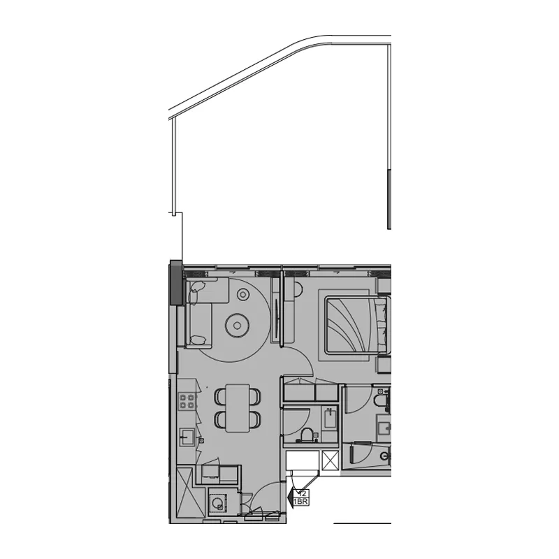 Le Blanc 1 bed floor plan, 1,142 sqft