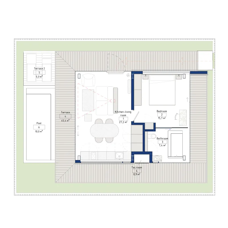 Aravita Residence 1 bed floor plan, 550 sqft