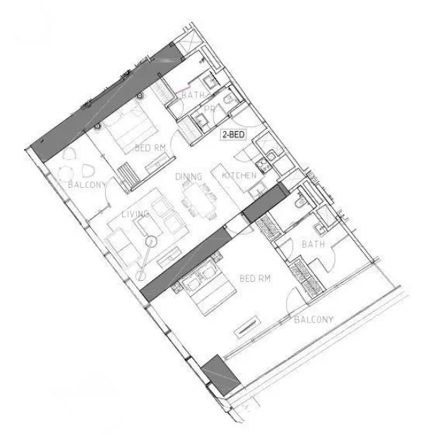 Safa Two de Grisogono 2 bed floor plan, 1,414 sqft