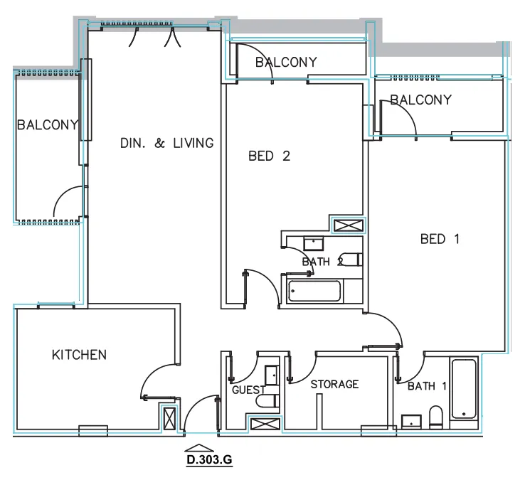 Janayen Avenue 2 bed floor plan, 1,535 sqft