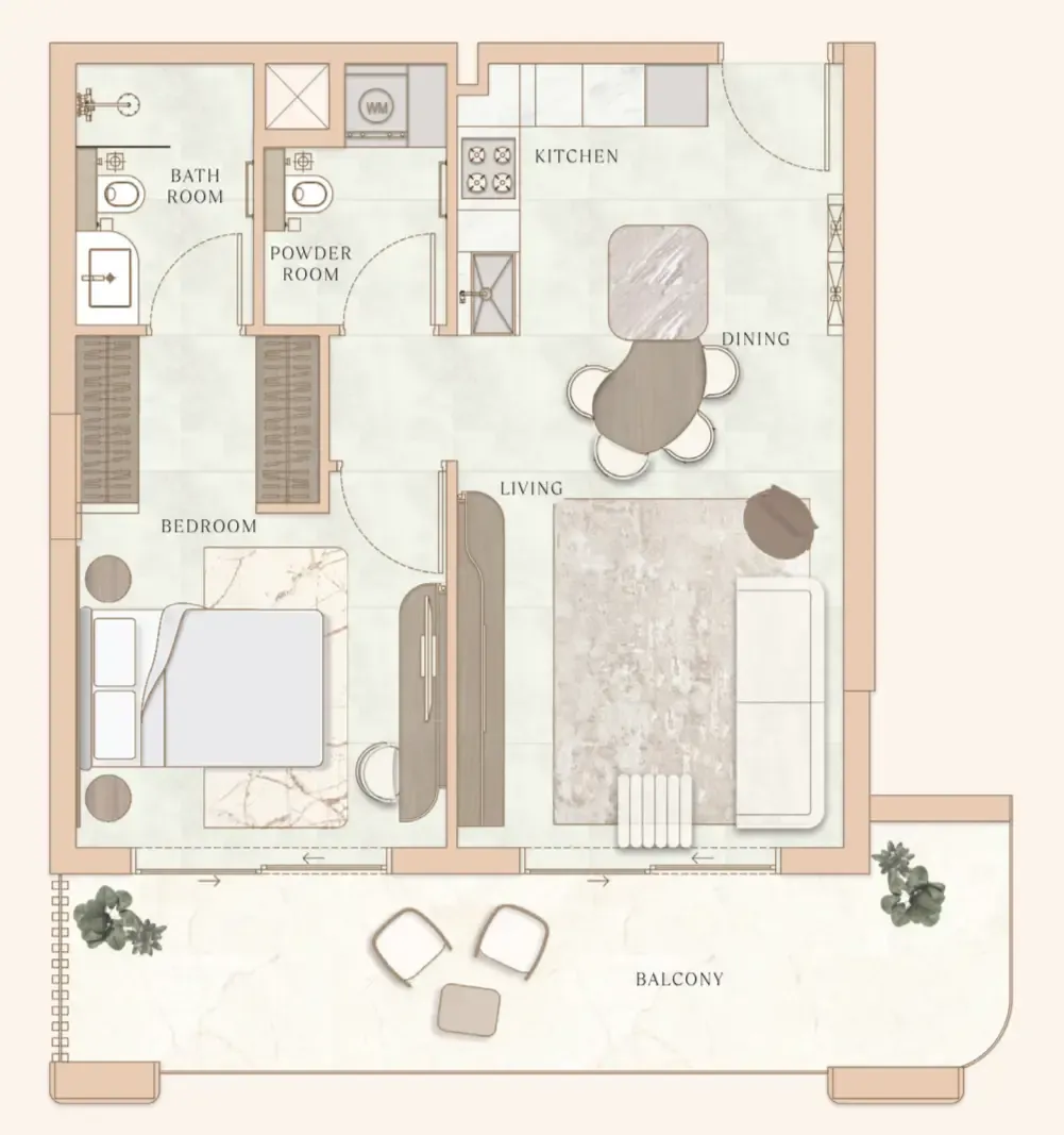 La Vue by MAAIA 1 bed floor plan, 833 sqft