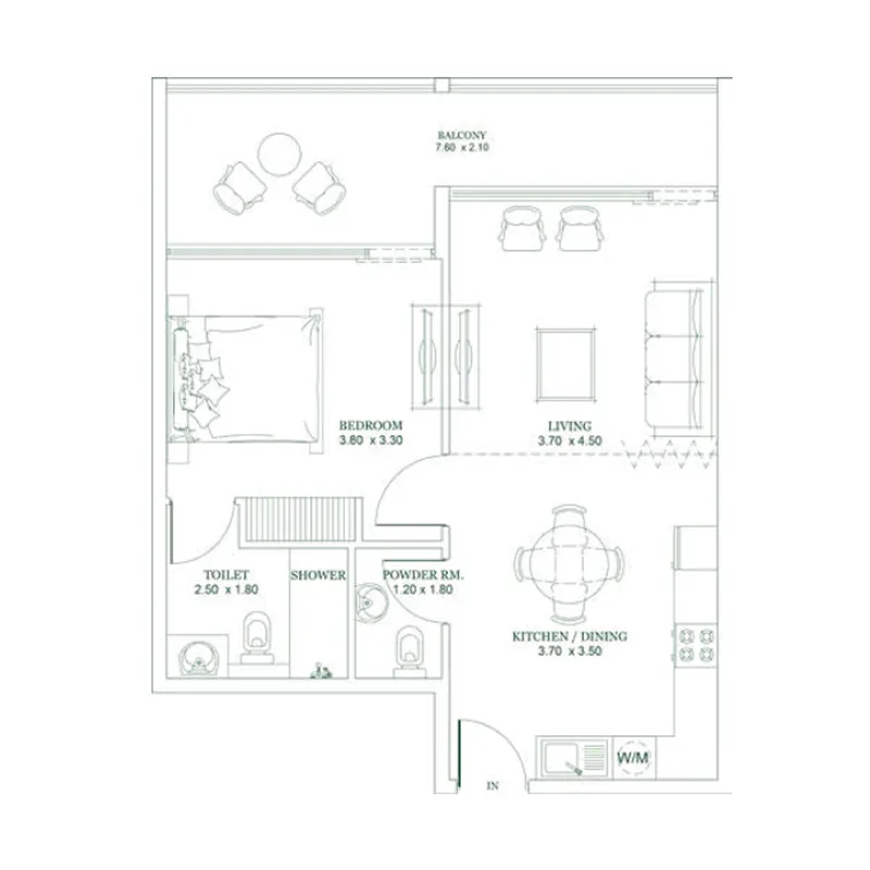 Opalz 1 bed floor plan, 742 – 753 sqft