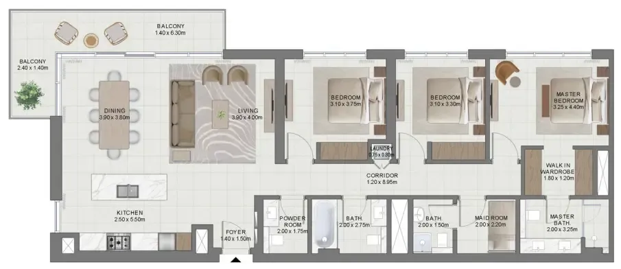 Golf Hills 2 3 bed floor plan, 1,739 sqft