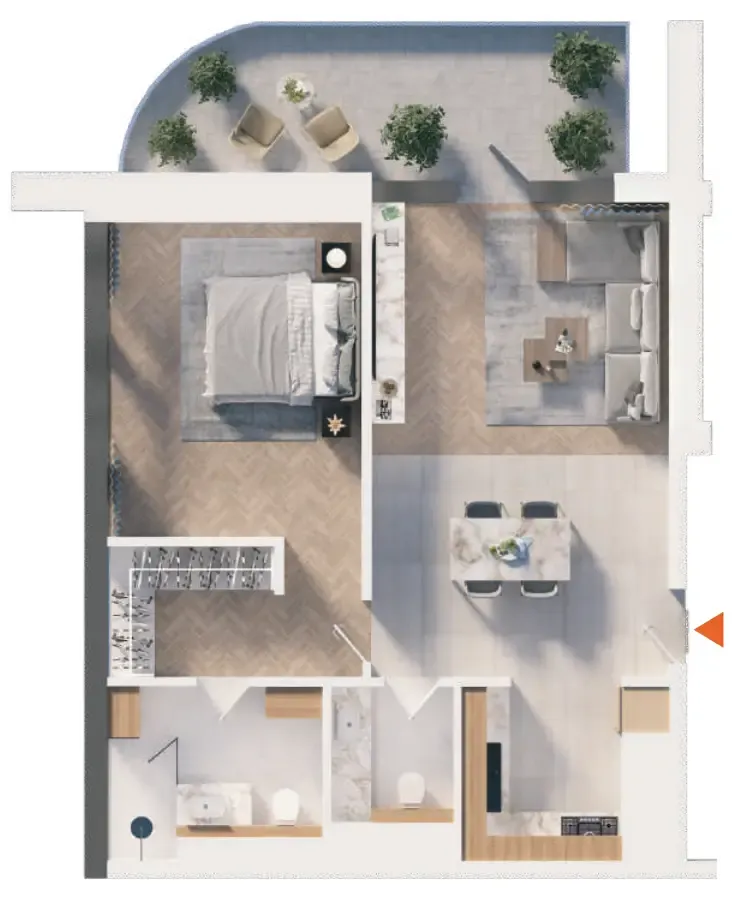 The Orchard Place Towers D & E 1 bed floor plan, 794 sqft