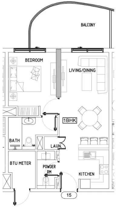 Damac Lagoons Views Phase 3 1 bed floor plan, 701 sqft