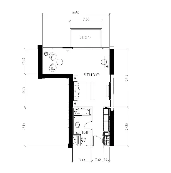 Damac Hills - Radisson Dubai Studio floor plan, 567 sqft