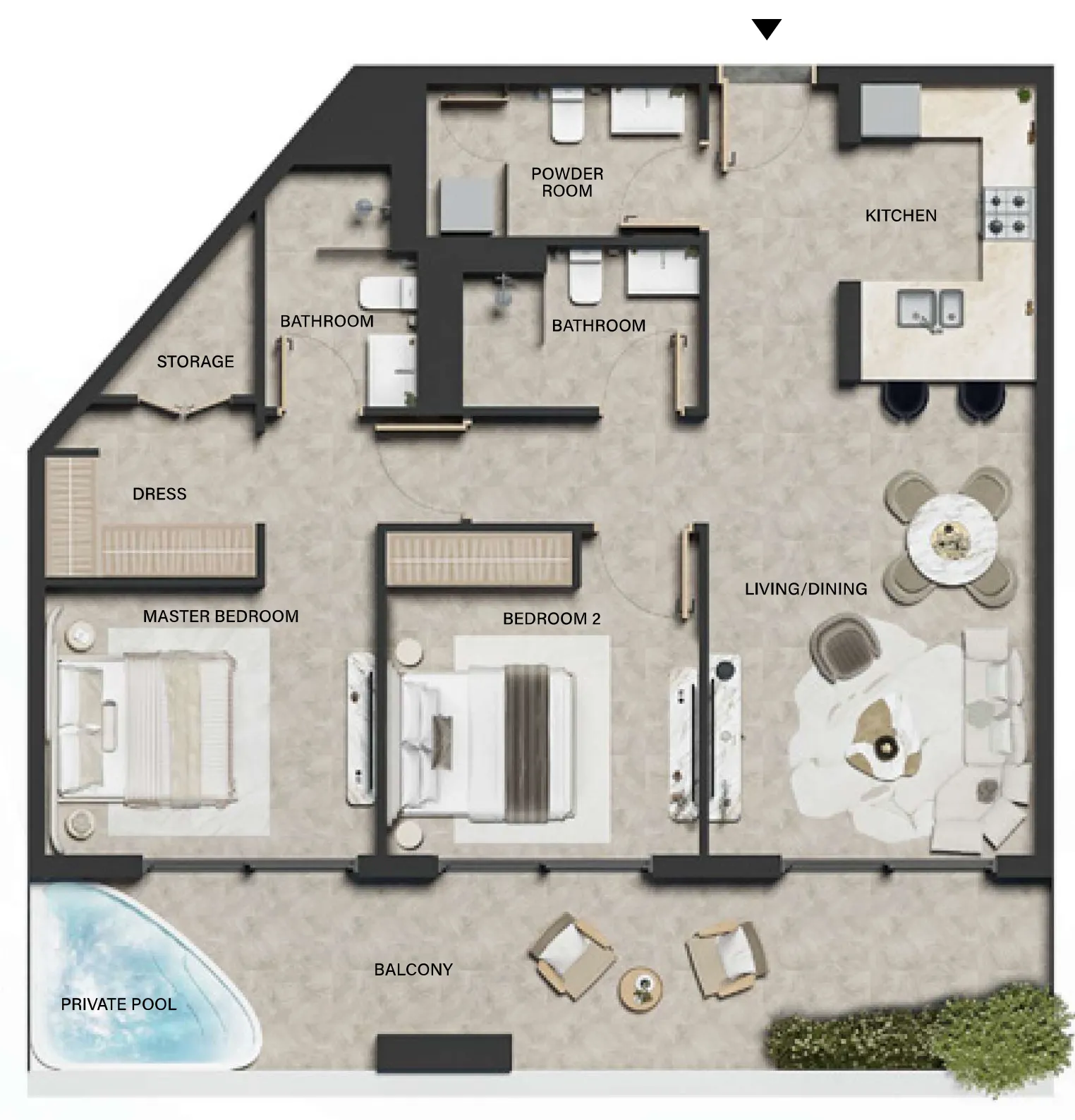 Weybridge Gardens 5 2 bed floor plan, 1,153 – 1,243 sqft