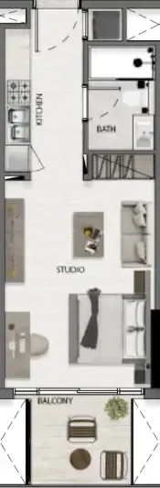Avana Residences Studio floor plan, 395 sqft