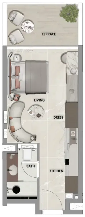 South Lofts Studio floor plan, 350 sqft
