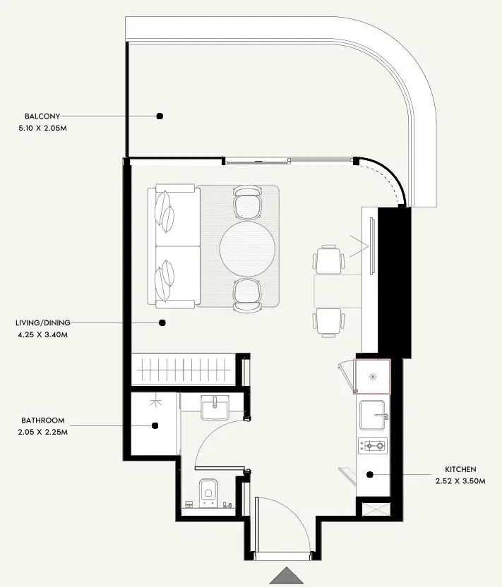 Azizi Milan Studio floor plan, 449 sqft