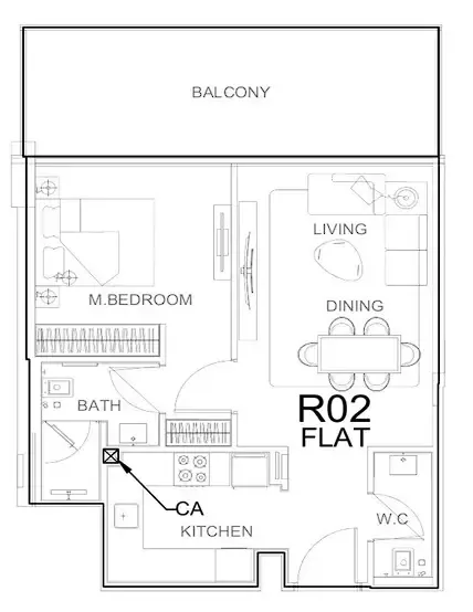 Binghatti HillCrest 1 bed floor plan, 743 sqft