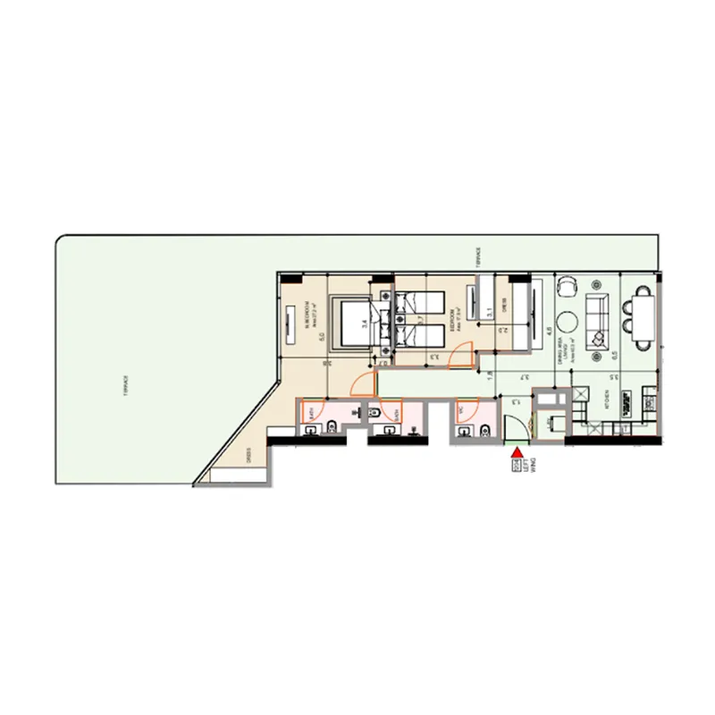 Edgewater Residences 1, 2 and 3 2 bed floor plan, 2,312 sqft