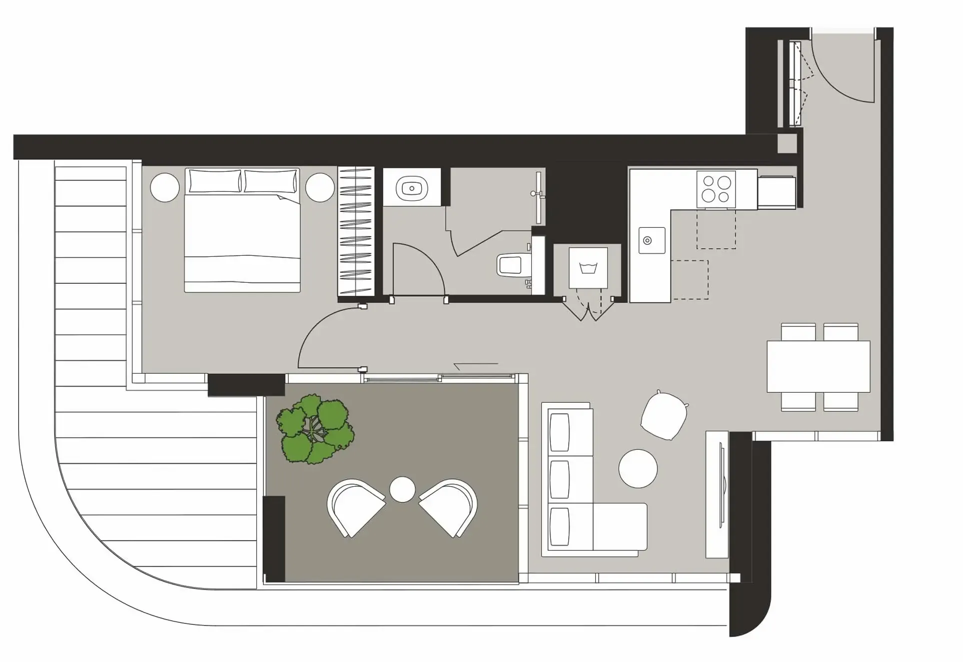 Artistry Two Residences 1 bed floor plan, 741 sqft