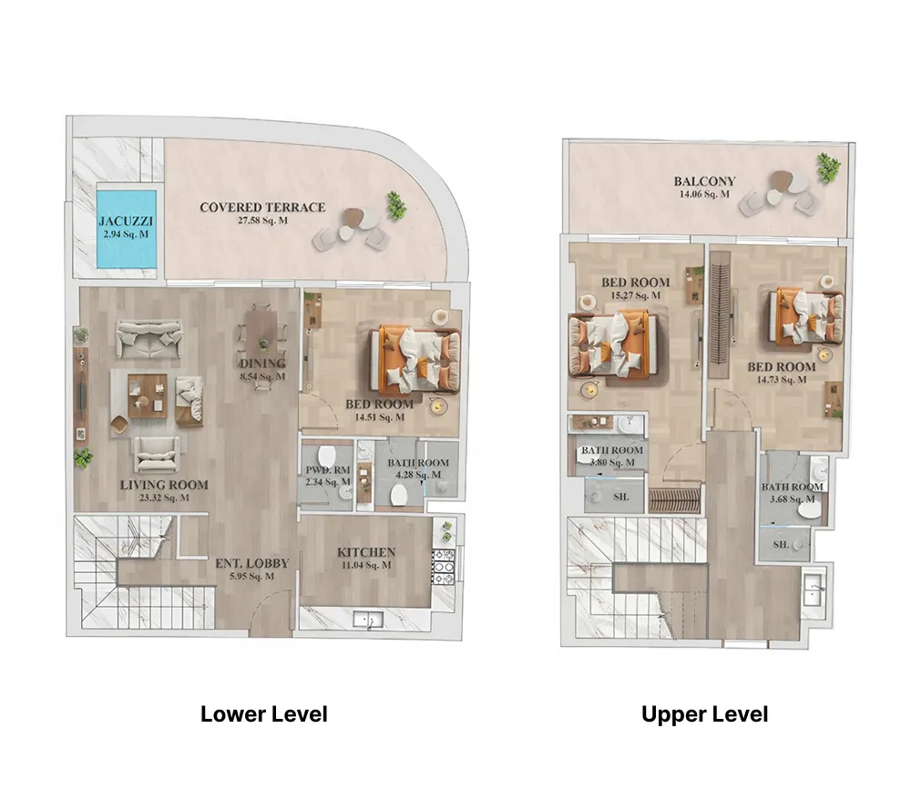 Lincoln Star Residence 2 3 bed floor plan, 1,995 – 2,065 sqft