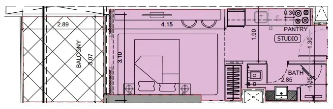 Project Maybach Studio floor plan, 395 sqft
