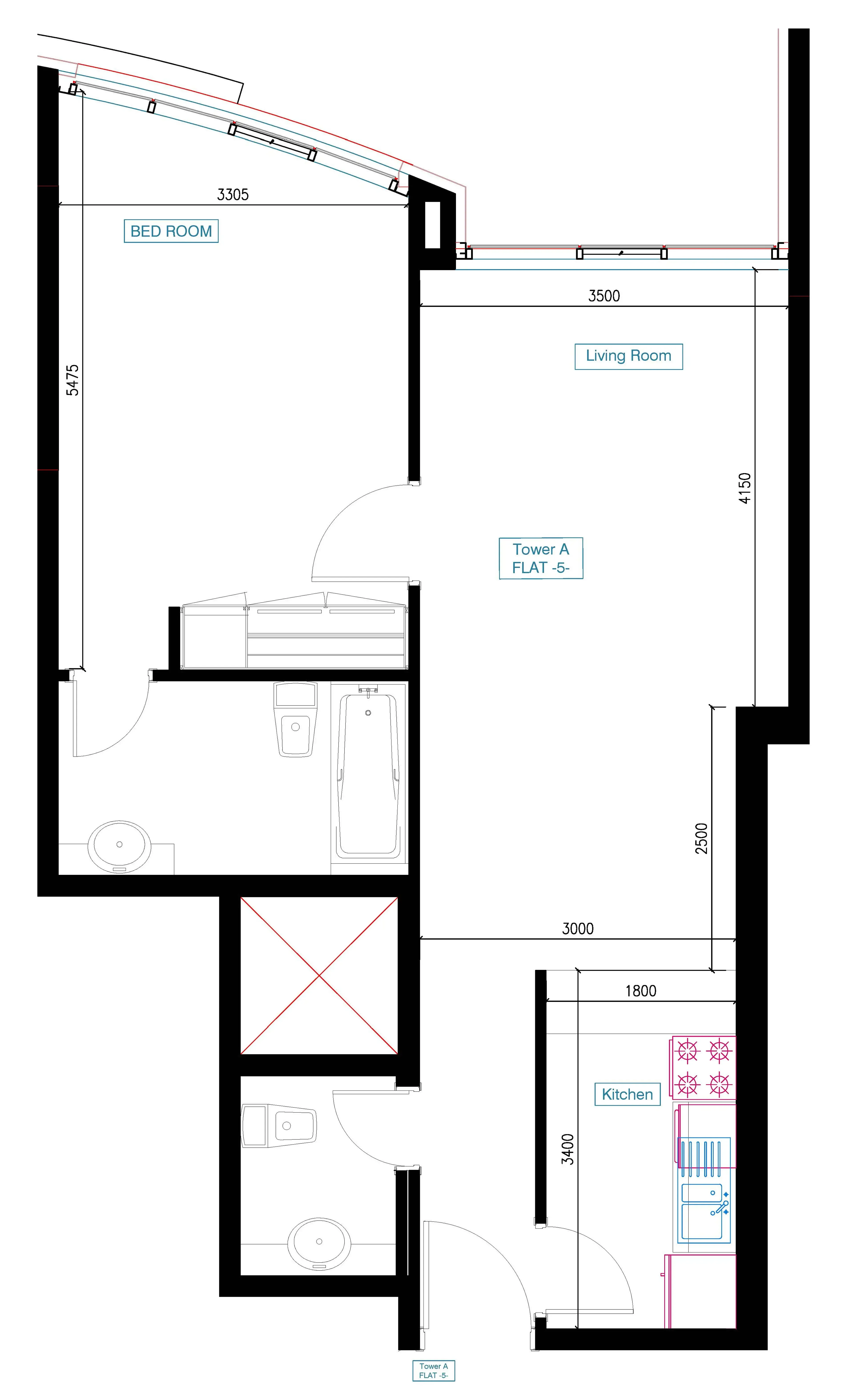 Mars Residences 1 bed floor plan, 707 sqft