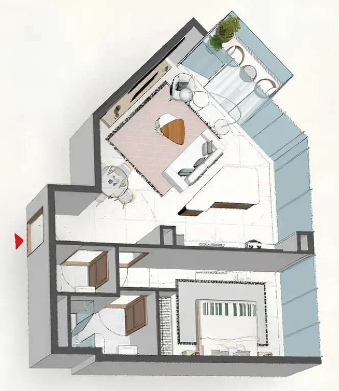 Comfort by Roof 1 bed floor plan, 798 – 800 sqft