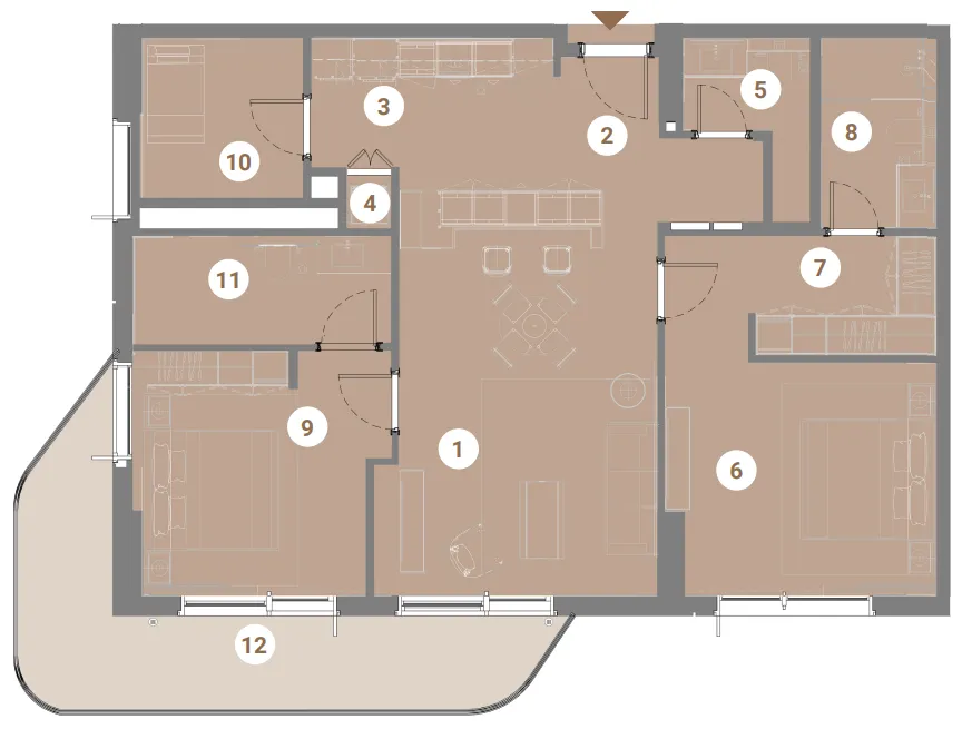 Takaya 2 bed floor plan, 1,269 sqft